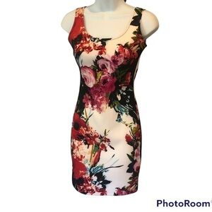 Aqua brand floral sleeveless multicolor bodycon mini dress size XS